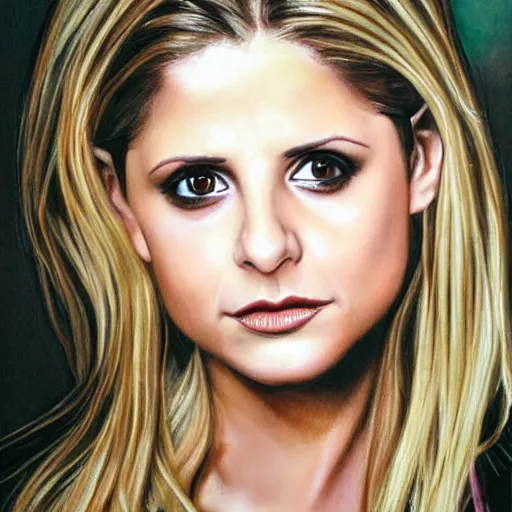 Prompt: sarah michelle gellar buffy realistic art studio photography