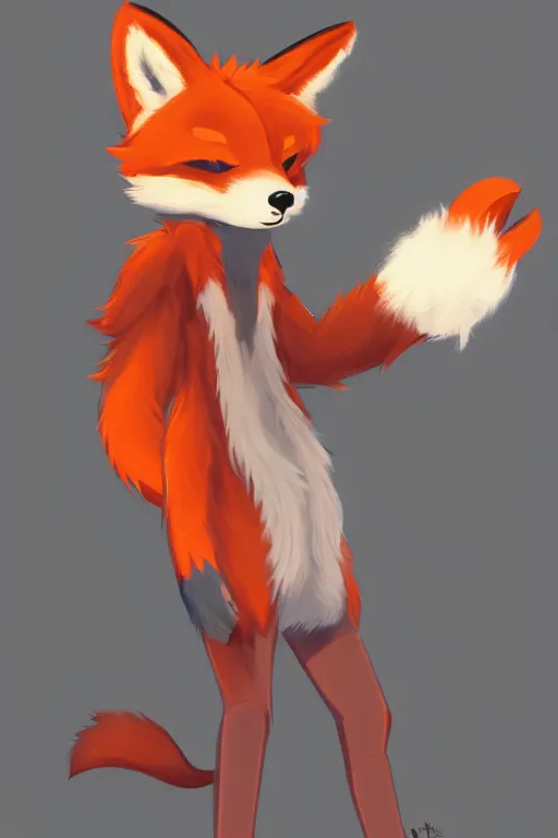 Image similar to an anthropomorphic fox with a fluffy tail wearing a vest, backlighting, trending on artstation, digital art, furry art, trending on furaffinity, cel shaded