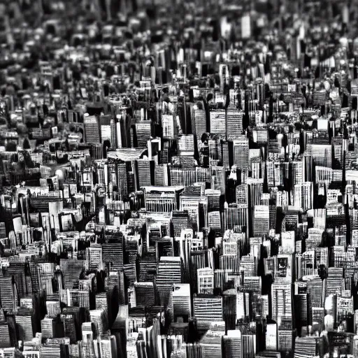 Prompt: an electron microscope photo of a tiny city, bokeh