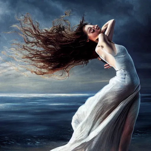 Prompt: wind kissed pictures, ashes, lament, catastrophe ballet, photorealism, hyper - realism, 4 k, high resolution, hyper detailed,, by munier,