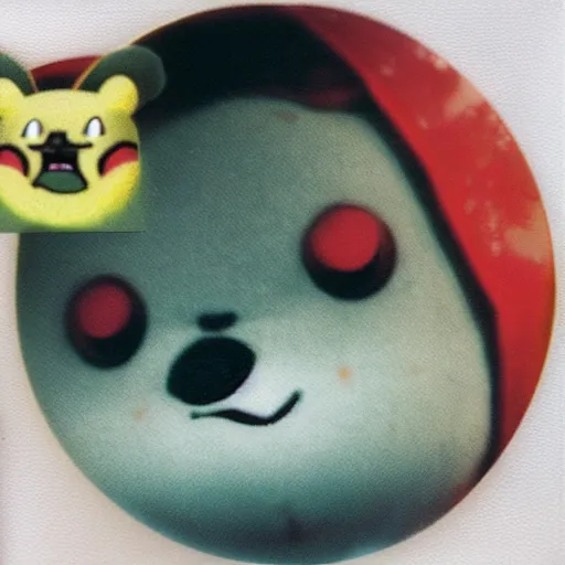 Prompt: found footage polaroid of suprised pikachu, indie horror movie atmosphere