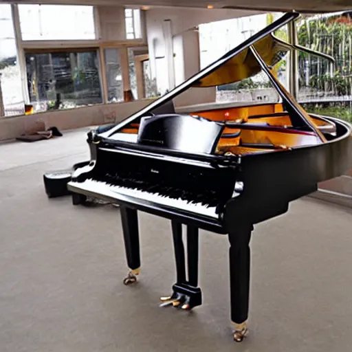 Prompt: grand piano made of stainless steel