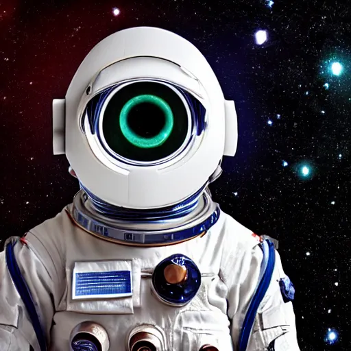 Image similar to Latent Spaceman Wide-Eyed and Smiling With Glowing Eyes