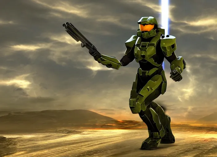 Prompt: halo 2 render by blur studios. winner.