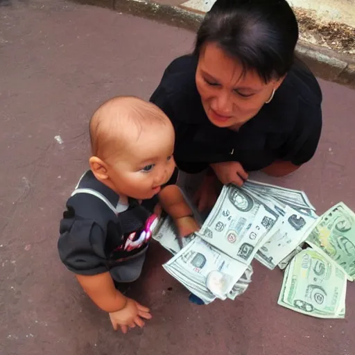 Image similar to taking money from a baby