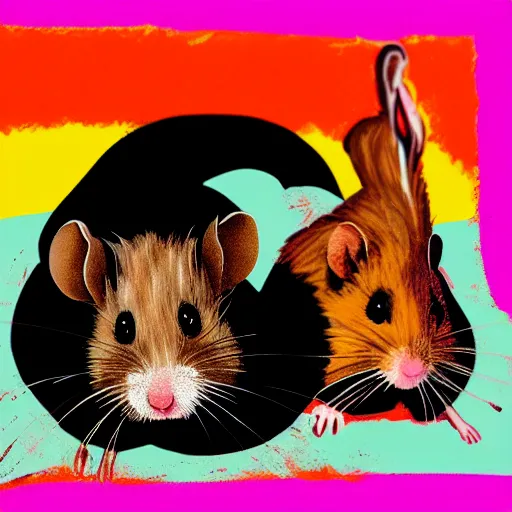 Image similar to feral hamsters, by andy warhol