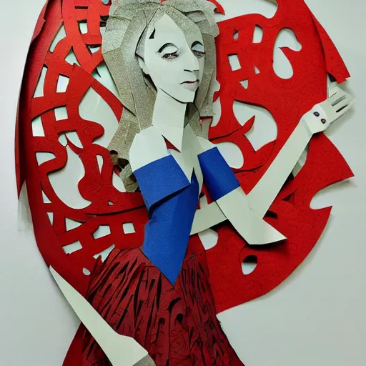 Image similar to cut paper sculpture of alice in wonderland