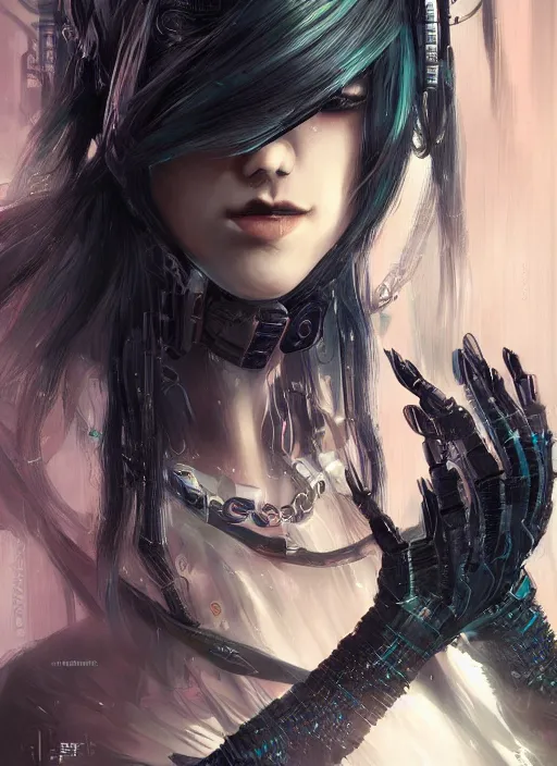 Image similar to teen elf, cyberpunk, black hair, gorgeous, amazing, elegant, intricate, highly detailed, digital painting, artstation, concept art, sharp focus, illustration, art by ross tran