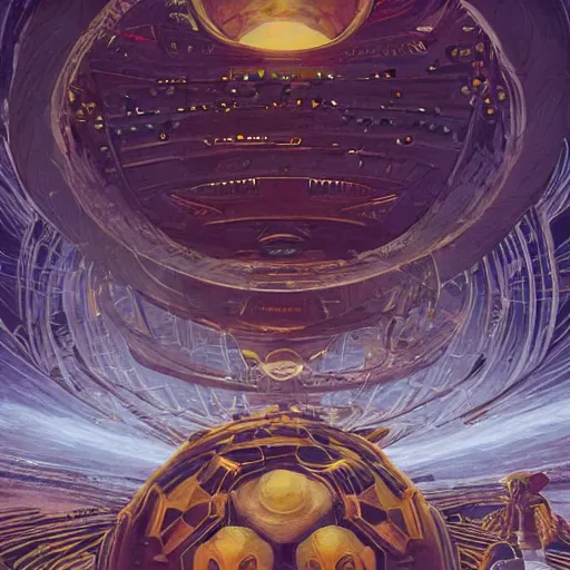 Image similar to inside a dyson sphere, golden sun centered, infinite sun rays, intricate abstract, symmetry, unreal engine tech demo, golden hour, scifi, ( ( ( by robert mccall ) ) )