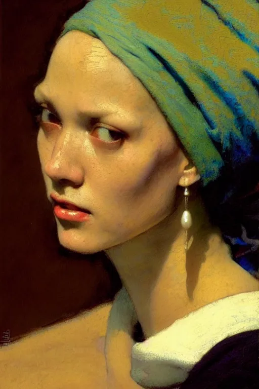 Prompt: full character portrait fallout character art not the girl with the pearl earring character design, painting by gaston bussiere, katsuya terada, nc wyeth, greg rutkowski, craig mullins, vermeer, frank frazetta, mucha, tom of finland, trending on artstation, jeffery catherine jones