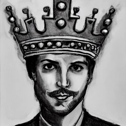 Image similar to man with a crown, smirk