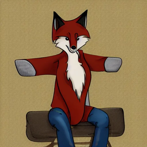 Image similar to an anthropomorphic fox wearing a t-shirt and jeans sitting on a couch, DeviantArt, Artstation, furry, furry, furry, furry, furry, anthro, anthropomorphic, furaffinity, cartoon, disney