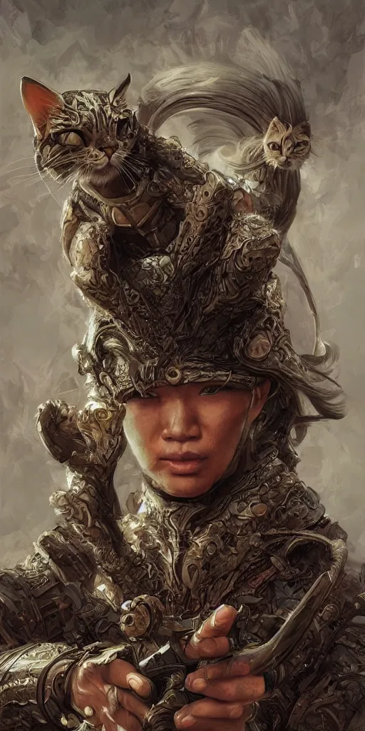 Prompt: serious looking yakut who loves to hunt to play online games, driving a bike and love cats, intricate, elegant, tasteful, highly detailed, centered, digital painting, artstation, concept art, smooth, sharp focus, illustration, art by artgerm and donato giancola and Joseph Christian Leyendecker, WLOP