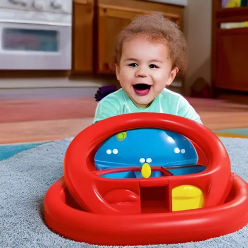 Prompt: Photo of an Aqua Teen Hunger Force Fisher Price learning toy for babies