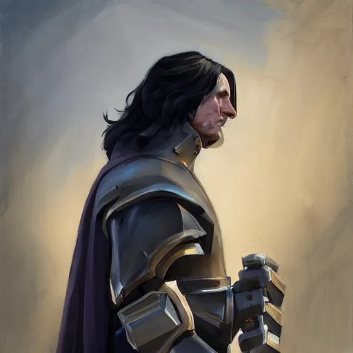 Image similar to greg manchess portrait painting of armored severus snape as overwatch character, medium shot, asymmetrical, profile picture, organic painting, sunny day, matte painting, bold shapes, hard edges, street art, trending on artstation, by huang guangjian and gil elvgren and sachin teng