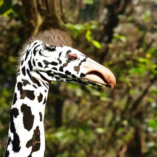 Image similar to long neck animal with spots eating tree leaves