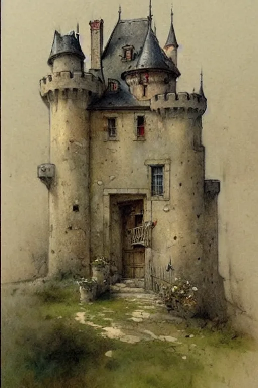 Image similar to (((((1950s castle. muted colors.))))) by Jean-Baptiste Monge !!!!!!!!!!!!!!!!!!!!!!!!!!!