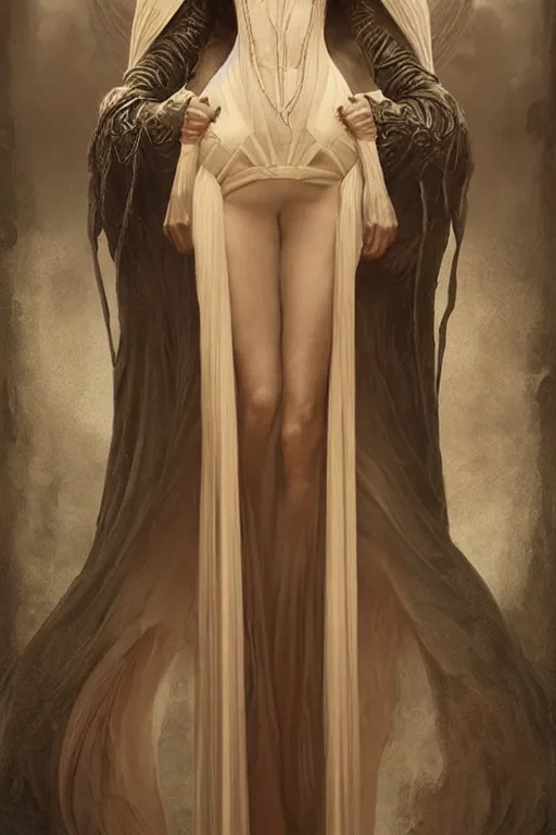 Prompt: ultra realist soft painting of a single gothic mage in a full long curvy slim dress in Elden Ring, thin long auburn hair, symmetry accurate features, very intricate details, volumetric lighting, by Tom Bagshaw Boris Vallejo