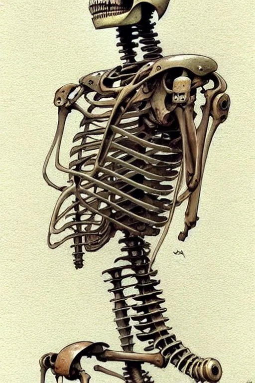 Prompt: ( ( ( ( ( 1 9 5 0 s retro future robot skeleton. muted colors. ) ) ) ) ) by jean - baptiste monge!!!!!!!!!!!!!!!!!!!!!!!!!!!!!!