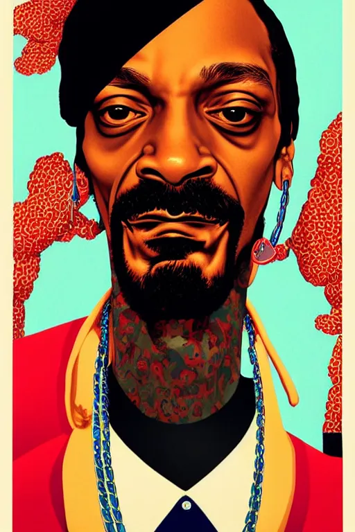 Image similar to portrait of a pimp snoop dogg by james jean by ilya kuvshinov kintsugi