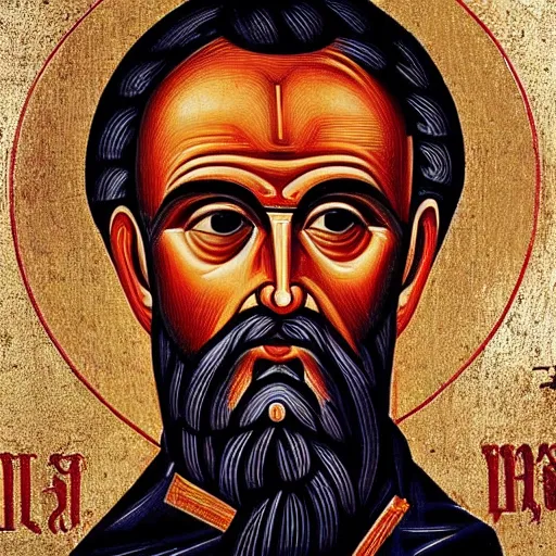 Image similar to sean connery, portrait, style of ancient byzantine icon, style of roman catholic icon, saintly, orthodox