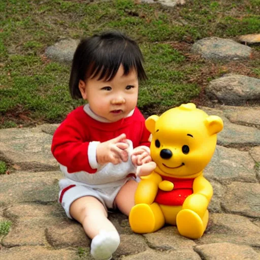 Prompt: xi ying ping as winnie the pooh