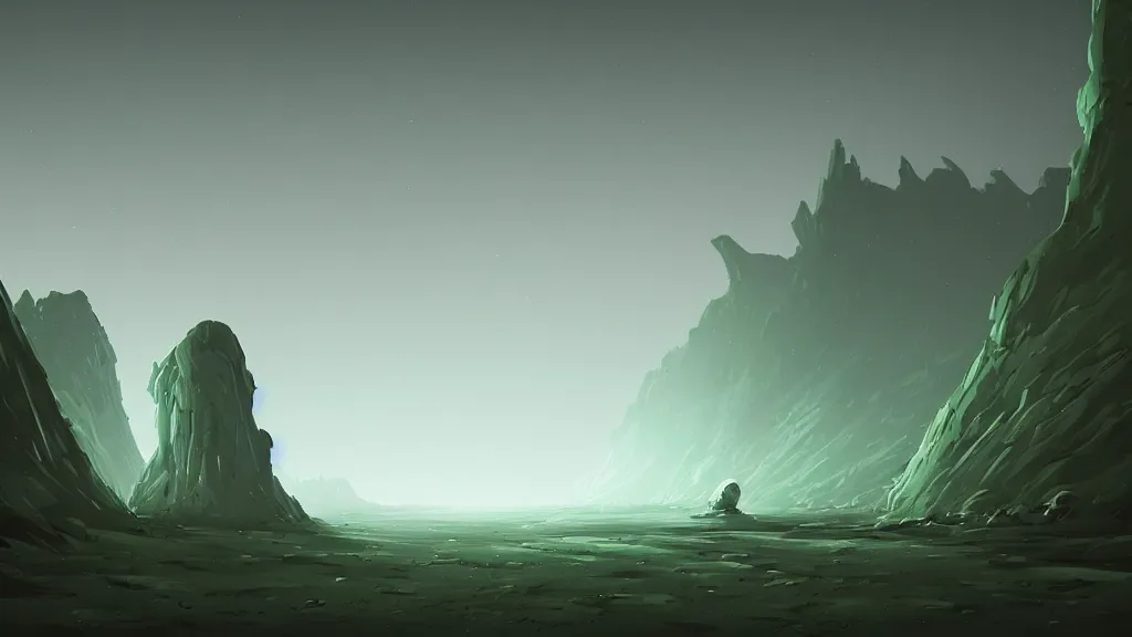 Image similar to three aliens in the style of Christopher Balaskas, landscape environment