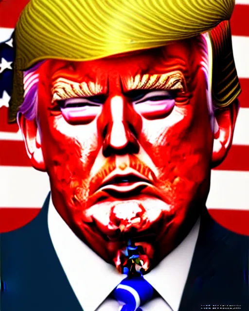 Image similar to digital art, portrait of donald trump sweating profusely, by alan dean, by ross tran, ultra detailed, character design, concept art, trending on artstation,