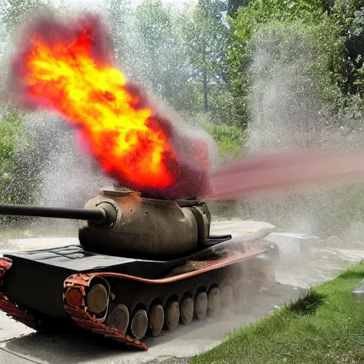 Image similar to Flamethrower tank