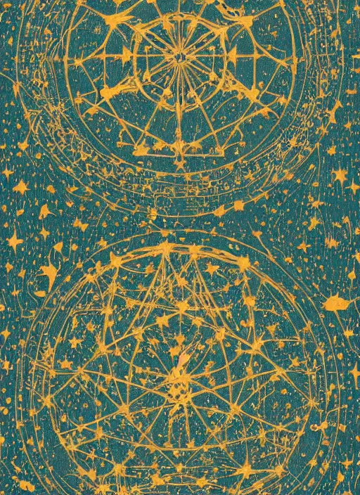 Prompt: an art painting about constellation, leo, high texture frosted background, fine pattern, rococo style, medieval style, by james jean and jung park, vertical line composition, center composition, parchment, cool, solemn, solemn, deep color, high precision, 4 k, wallpaper