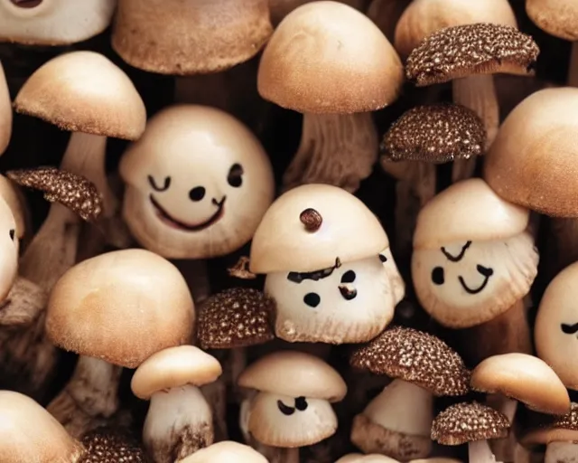 Image similar to mushrooms with happy faces on them