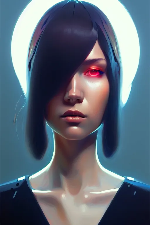 Prompt: a ultradetailed beautiful painting of a stylish woman cyborg, oil painting, by ilya kuvshinov, greg rutkowski and makoto shinkai, trending on artstation