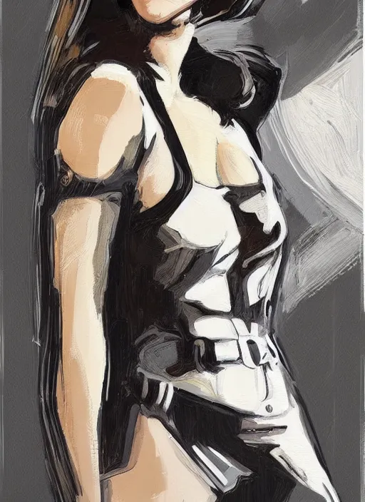 Image similar to detailed artwork by phil noto ; stylized painting of young jennifer connelly from the rocketeer ; brush texture ; asymmetric composition ; paint texture ; trending on artstation ; gallery painting by phil noto in the comic book style of phil noto