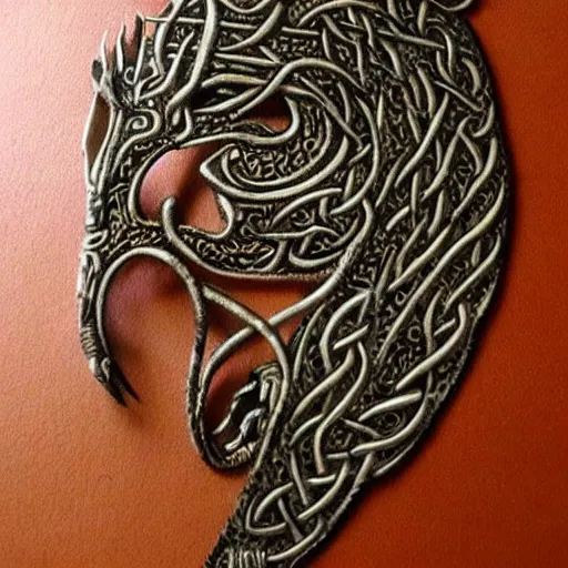 Image similar to Dragon's Head, highly detailed, celtic art style
