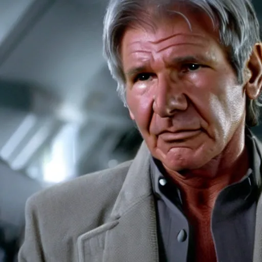 Image similar to A still of Harrison Ford as Commander Adama in Battlestar Galactica (2003)