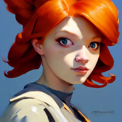 Prompt: greg manchess portrait painting of a sad and evil ginger girl with evil gignger cat as overwatch character, medium shot, asymmetrical, profile picture, organic painting, sunny day, matte painting, bold shapes, hard edges, street art, trending on artstation, by huang guangjian and gil elvgren and sachin teng