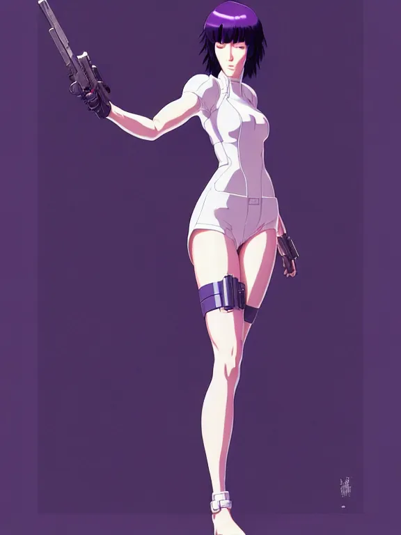 Image similar to a fullbody portrait of motoko kusanagi ghost in the shell, finely detailed features : : gits sac twenty forty five netflix : : by ilya kuvshinov, rossdraws, artgerm, sola digital arts, production ig, anti aliasing, raytracing : :