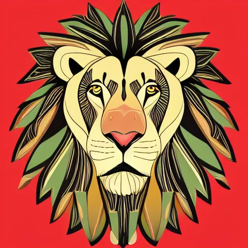 Prompt: A nice lion, Anthropomorphized, portrait, highly detailed, colorful, illustration, smooth and clean vector curves, no jagged lines, vector art, smooth