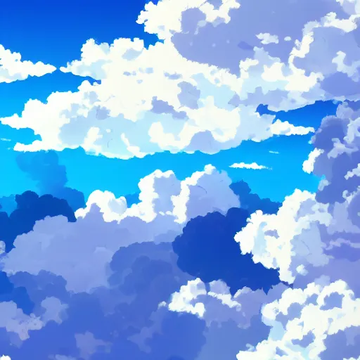 Prompt: a baby blue sky with paired clouds in anime style, 4K,