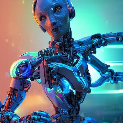 Image similar to a beautiful digital artwork of a neon glowing cyborg phenix with robotic mech parts by dan mumford, cyril rolando, and m. w kaluta. 8 k resolution, ultrafine details, rendered in unreal engine 5, cinematic composition, reimagined by industrial light and magic, smooth, 4 k, beautiful lighting, hdr, imax, cinema 4 d, shadow depth