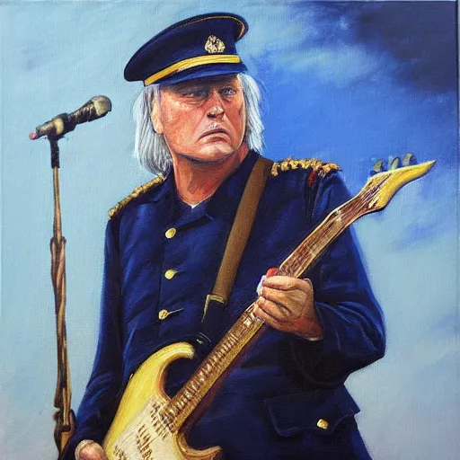 Prompt: “Oil painting of David Gilmour as a World War 1 general, 4k”
