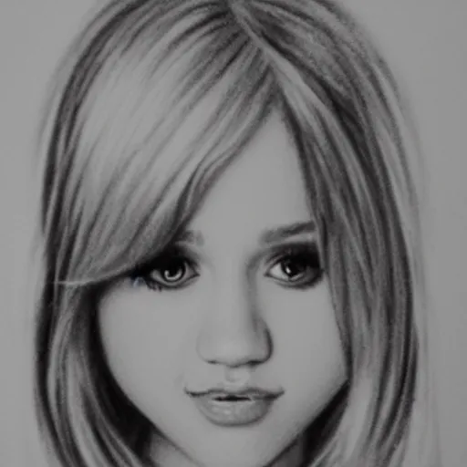 Image similar to a pencil sketch of Hannah Montana,