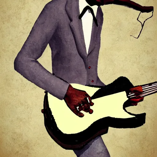 Prompt: robert johnson with guitar painted gta style