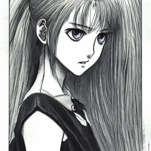 Image similar to young girl by kentarou miura, detailed, manga, illustration