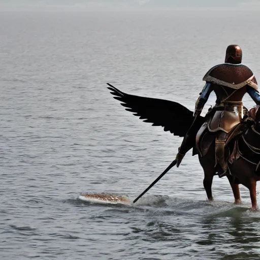 Image similar to crusader riding a goose into battle