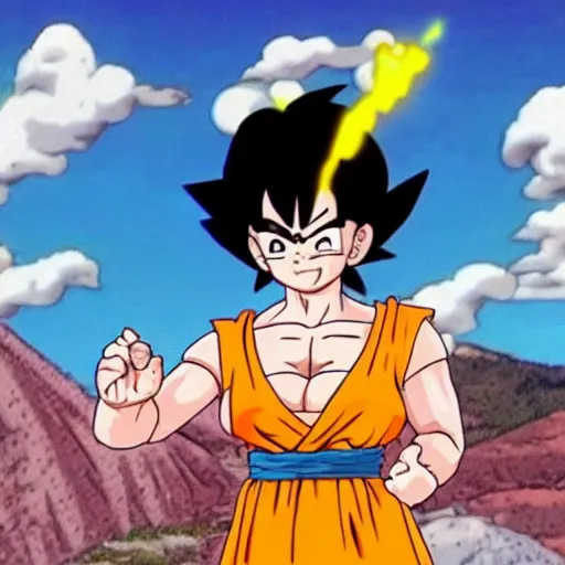 Image similar to Tina Belcher making kame hame ha in Dragon Ball Z