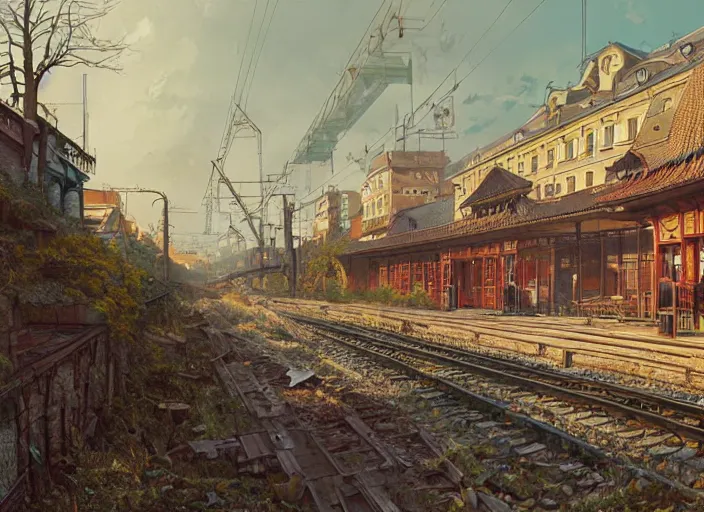 Prompt: highly detailed leipzig eisenbahnstrasse, undead land, stephen bliss, unreal engine, wuxia art by greg rutkowski, loish, rhads, ferdinand knab, makoto shinkai and lois van baarle, ilya kuvshinov, rossdraws, tom bagshaw, alphonse mucha, global illumination, radiant light, detailed and intricate environment