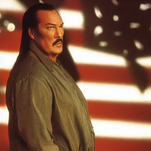 Prompt: scene of a movie with steven seagal