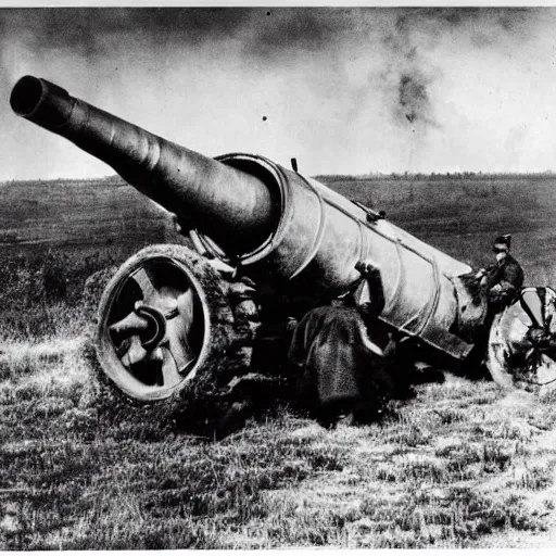 Image similar to a picture of a enormous bear pulling a towed artillery gun behind him, eastern front, historical picture
