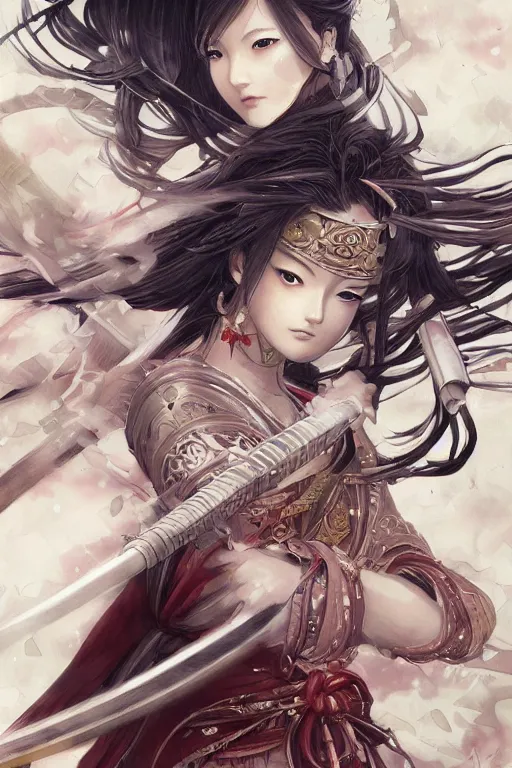 Anime Woman Warrior na paisagem japonesa · Creative Fabrica